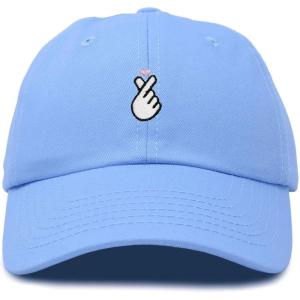 imageKpop Korean Love Snap Finger Hand Heart Hat Son Hatu Womens Embroidered Baseball CapLight Blue