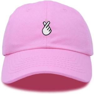 imageKpop Korean Love Snap Finger Hand Heart Hat Son Hatu Womens Embroidered Baseball CapLight Pink