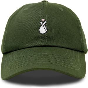 imageKpop Korean Love Snap Finger Hand Heart Hat Son Hatu Womens Embroidered Baseball CapOlive