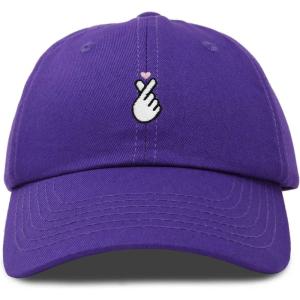 imageKpop Korean Love Snap Finger Hand Heart Hat Son Hatu Womens Embroidered Baseball CapPurple