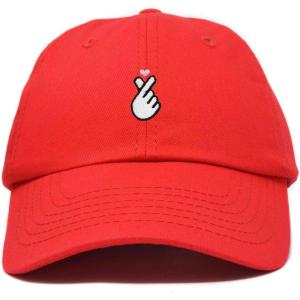 imageKpop Korean Love Snap Finger Hand Heart Hat Son Hatu Womens Embroidered Baseball CapRed