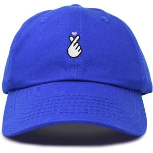imageKpop Korean Love Snap Finger Hand Heart Hat Son Hatu Womens Embroidered Baseball CapRoyal Blue