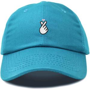 imageKpop Korean Love Snap Finger Hand Heart Hat Son Hatu Womens Embroidered Baseball CapTeal