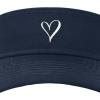 imageDALIX Heart Embroidered Visor Hat Adjustable Cotton Women ClassicNavy Blue