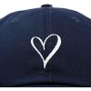 imageHand Drawn Heart Hat Womens Embroidered Baseball CapNavy Blue