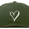 imageHand Drawn Heart Hat Womens Embroidered Baseball CapOlive