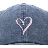 imageHand Drawn Heart Hat Womens Embroidered Baseball CapWashed Navy Blue