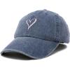 imageHand Drawn Heart Hat Womens Embroidered Baseball CapWashed Navy Blue