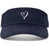 imageDALIX Heart Embroidered Visor Hat Adjustable Cotton Women ClassicNavy Blue