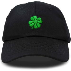 imageDALIX Four Leaf Clover Hat Baseball Cap St Patricks Day Cotton CapsBlack