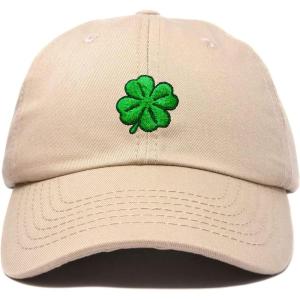 imageDALIX Four Leaf Clover Hat Baseball Cap St Patricks Day Cotton CapsKhaki
