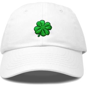 imageDALIX Four Leaf Clover Hat Baseball Cap St Patricks Day Cotton CapsWhite