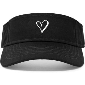 imageDALIX Heart Embroidered Visor Hat Adjustable Cotton Women ClassicBlack