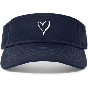 imageDALIX Heart Embroidered Visor Hat Adjustable Cotton Women ClassicNavy Blue