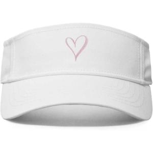 imageDALIX Heart Embroidered Visor Hat Adjustable Cotton Women ClassicWhite