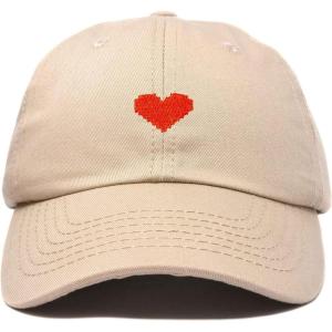 imageDALIX Pixel Heart Hat Womens Dad Hats Cotton Caps Embroidered ValentinesKhaki
