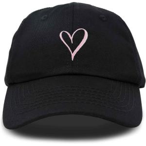 imageHand Drawn Heart Hat Womens Embroidered Baseball CapBlack