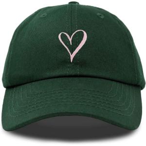 imageHand Drawn Heart Hat Womens Embroidered Baseball CapDark Green