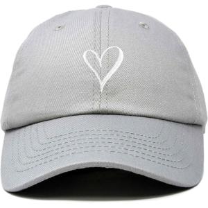 imageHand Drawn Heart Hat Womens Embroidered Baseball CapGray