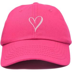 imageHand Drawn Heart Hat Womens Embroidered Baseball CapHot Pink