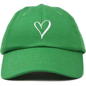 imageHand Drawn Heart Hat Womens Embroidered Baseball CapKelly Green