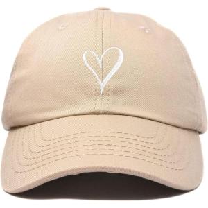 imageHand Drawn Heart Hat Womens Embroidered Baseball CapKhaki