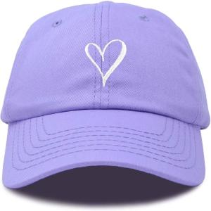imageHand Drawn Heart Hat Womens Embroidered Baseball CapLavender