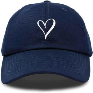 imageHand Drawn Heart Hat Womens Embroidered Baseball CapNavy Blue