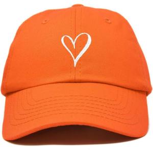 imageHand Drawn Heart Hat Womens Embroidered Baseball CapOrange