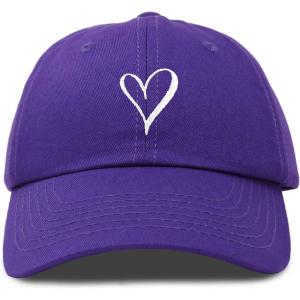 imageHand Drawn Heart Hat Womens Embroidered Baseball CapPurple