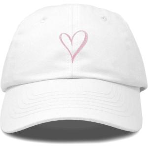imageHand Drawn Heart Hat Womens Embroidered Baseball CapWhite
