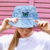 imageDALIX Embroidered Butterfly Tie Dye Cotton Outdoor Summer Bucket Hat in BlueBlue