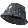 imageDALIX Embroidered Ghost Tie Dye Cotton Outdoor Summer Bucket Hat in BlackBlack