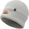 imageDALIX Embroidered Rainbow Beanie Cap Cuffed Knit Hat Women MenLight Gray