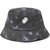 imageDALIX Embroidered Ghost Tie Dye Cotton Outdoor Summer Bucket Hat in BlackBlack