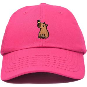 imageDALIX Capybara Cap Embroidered Dad Baseball Hat Cotton Adjustable WomensHot Pink