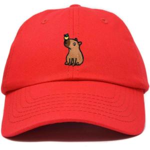 imageDALIX Capybara Cap Embroidered Dad Baseball Hat Cotton Adjustable WomensRed