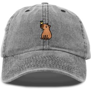 imageDALIX Capybara Cap Embroidered Dad Baseball Hat Cotton Adjustable WomensWashed Black