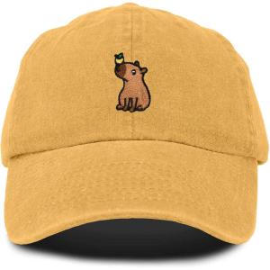 imageDALIX Capybara Cap Embroidered Dad Baseball Hat Cotton Adjustable WomensWashed Gold