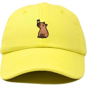 imageDALIX Capybara Cap Embroidered Dad Baseball Hat Cotton Adjustable WomensYellow