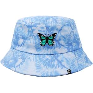imageDALIX Embroidered Butterfly Tie Dye Cotton Outdoor Summer Bucket Hat in BlueBlue