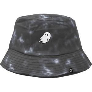 imageDALIX Embroidered Ghost Tie Dye Cotton Outdoor Summer Bucket Hat in BlackBlack