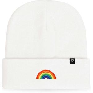 imageDALIX Embroidered Rainbow Beanie Cap Cuffed Knit Hat Women MenWhite