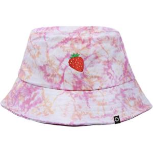 imageDALIX Embroidered Strawberry Tie Dye Cotton Outdoor Summer Bucket Hat in PinkPink