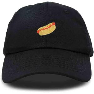 imageDALIX Hot Dog Hat Embroidered Mens Womens Baseball CapBlack