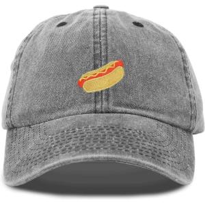 imageDALIX Hot Dog Hat Embroidered Mens Womens Baseball CapBlack Vintage