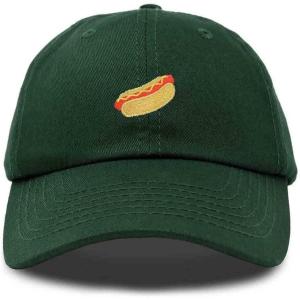 imageDALIX Hot Dog Hat Embroidered Mens Womens Baseball CapDark Green