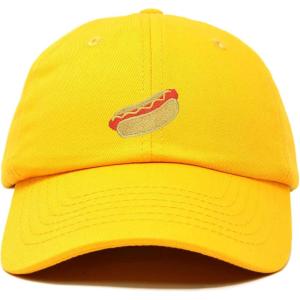 imageDALIX Hot Dog Hat Embroidered Mens Womens Baseball CapGold
