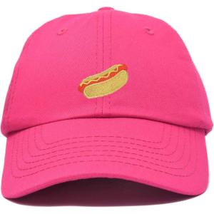 imageDALIX Hot Dog Hat Embroidered Mens Womens Baseball CapHot Pink