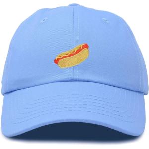 imageDALIX Hot Dog Hat Embroidered Mens Womens Baseball CapLight Blue